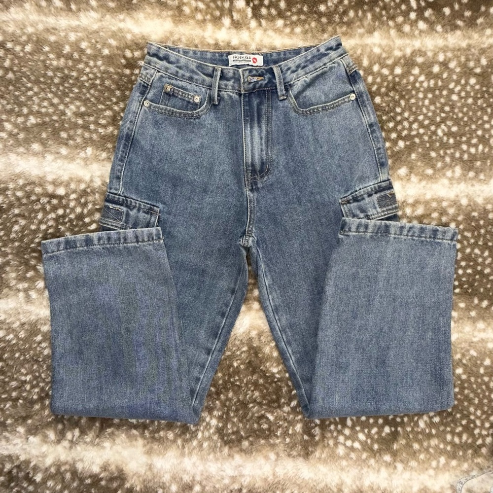 Hot Kiss Women's Straight Leg Blue  Cargo Pants